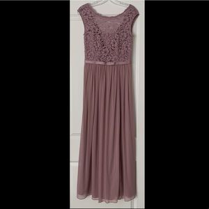 Long Bridesmaid Dress with Lace Bodice in Quartz